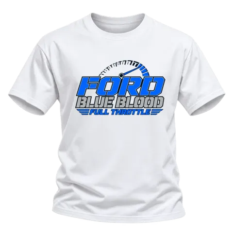 Ford Blue Blood Full Throttle върху Тениска — Бяло