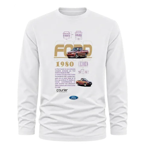 Ford Courier 1980 върху Тениска с дълъг ръкав — Бяло