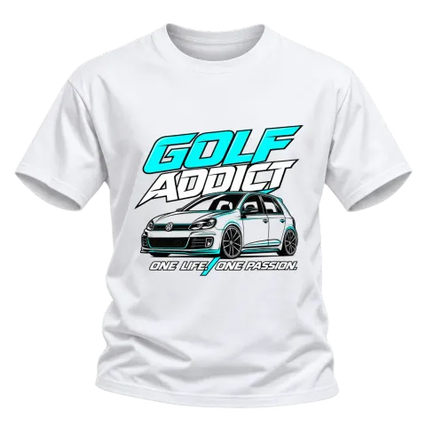 Golf Addict One Life One Passion върху Тениска — Бяло