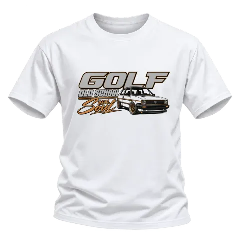 Golf Old School Real Soul върху Тениска — Бяло