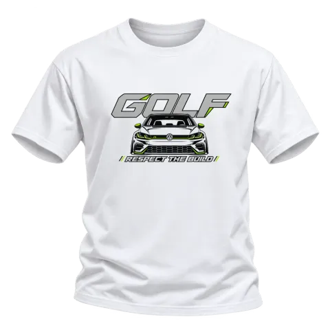 Golf Respect the Build върху Тениска — Бяло