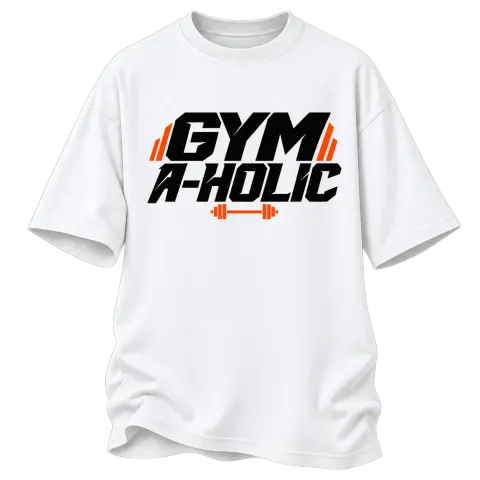 GYM A-HOLIC върху Овърсайз — Бяло
