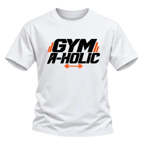 GYM A-HOLIC върху Тениска — Бяло
