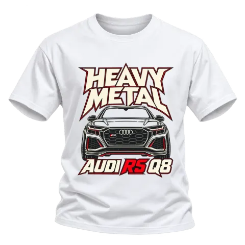 Heavy Metal Audi RS Q8 върху Тениска — Бяло