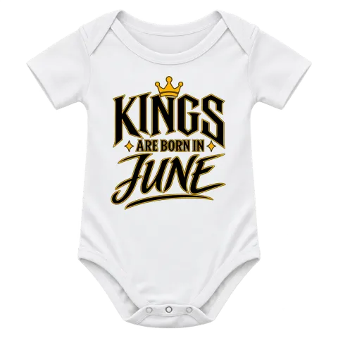 KINGS ARE BORN IN JUNE върху Боди — Бяло