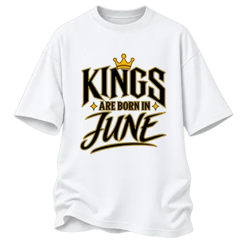 KINGS ARE BORN IN JUNE върху Овърсайз — Бяло