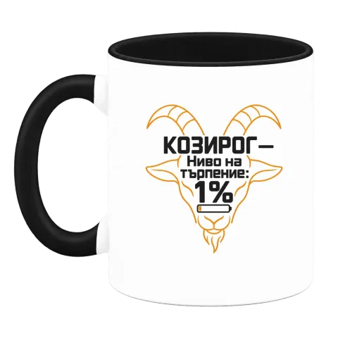Козирог с ниво на търпение 1% върху Чаша — Черна