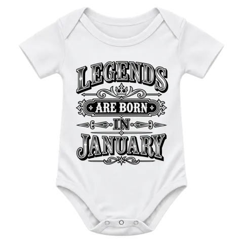 LEGENDS ARE BORN IN JANUARY върху Боди — Бяло