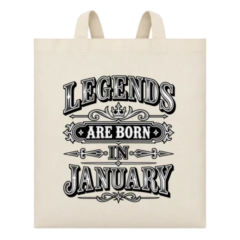 LEGENDS ARE BORN IN JANUARY върху Чанта — Бежово