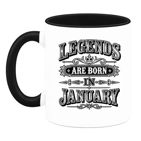 LEGENDS ARE BORN IN JANUARY върху Чаша — Черна
