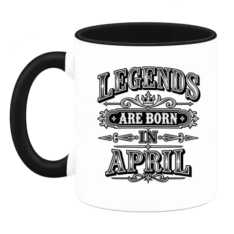 LEGENDS ARE BORN IN APRIL върху Чаша — Черна
