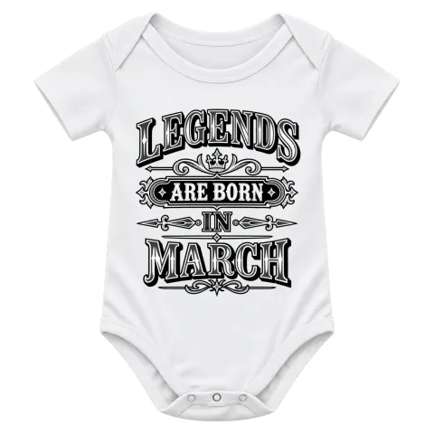 LEGENDS ARE BORN IN MARCH върху Боди — Бяло