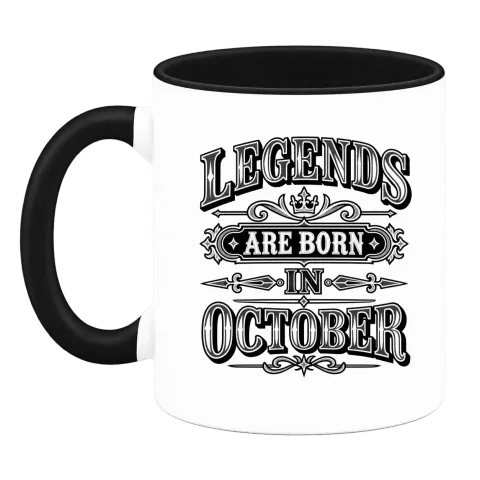 LEGENDS ARE BORN IN OCTOBER върху Чаша — Черна
