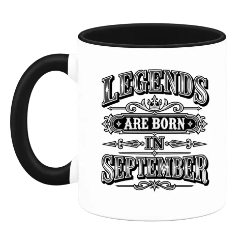 LEGENDS ARE BORN IN SEPTEMBER върху Чаша — Черна