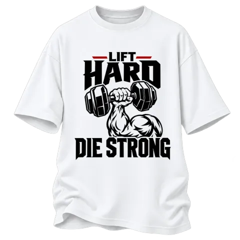lift HARD die strong върху Овърсайз — Бяло