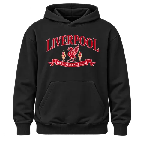 Ливърпул You'll Never Walk Alone върху Худи — Черно