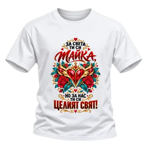 Мама е целият свят върху Тениска — Бяло