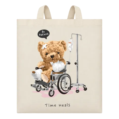 Мече Be Patient Time Heals върху Чанта — Бежово