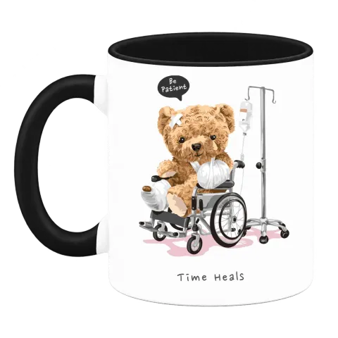 Мече Be Patient Time Heals върху Чаша — Черна