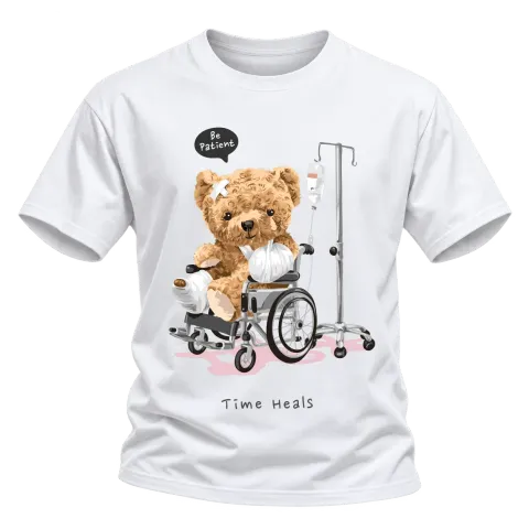 Мече Be Patient Time Heals върху Тениска — Бяло
