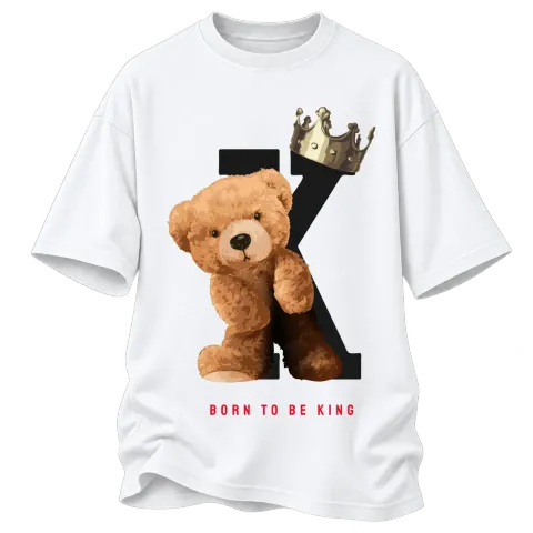 Мече Born to be King върху Овърсайз — Бяло