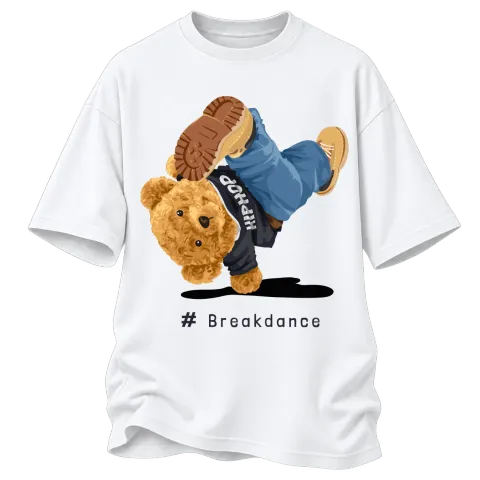 Мече breakdance върху Овърсайз — Бяло
