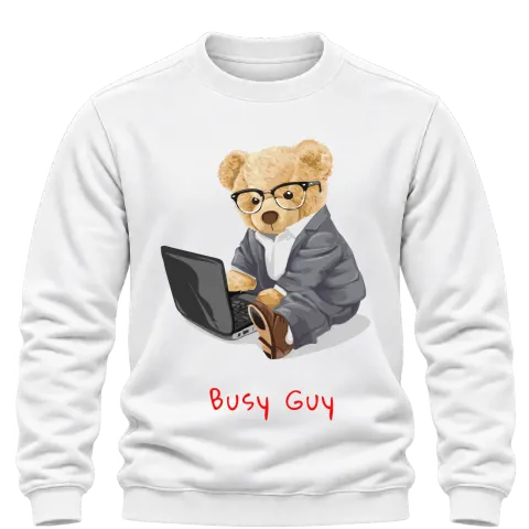Мече Busy Guy върху Блуза — Бяло