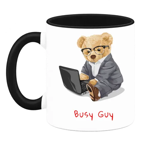 Мече Busy Guy върху Чаша — Черна