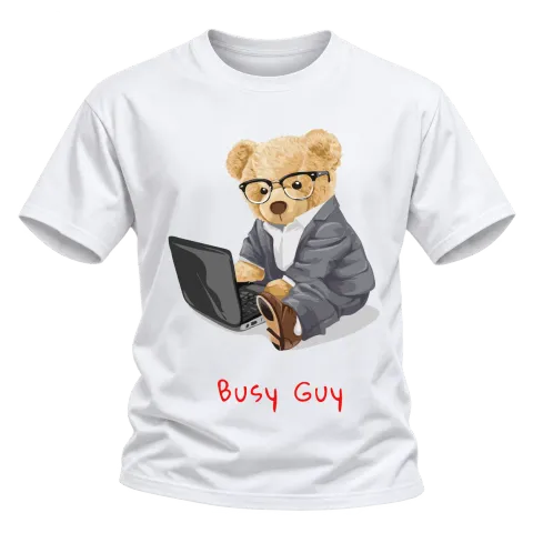 Мече Busy Guy върху Тениска — Бяло