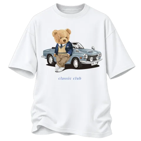 Мече classic club върху Овърсайз — Бяло