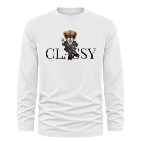 Мече CLASSY върху Тениска с дълъг ръкав — Бяло