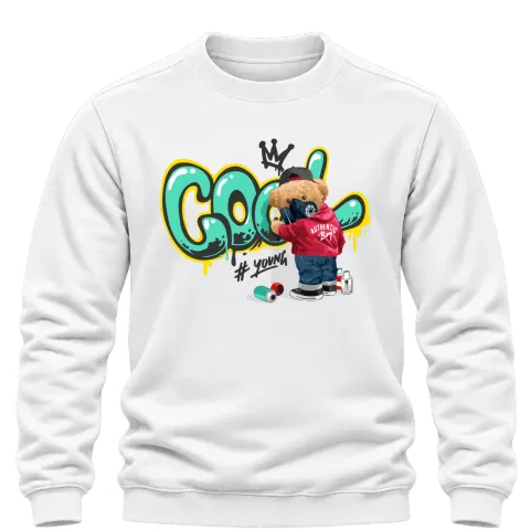 Мече Cool графит върху Блуза — Бяло