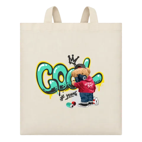 Мече Cool графит върху Чанта — Бежово