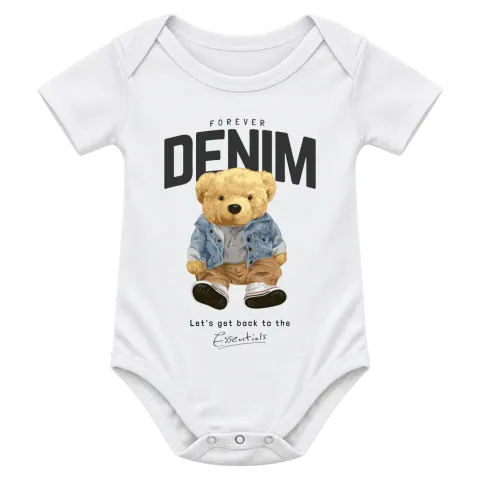 Мече DENIM върху Боди — Бяло