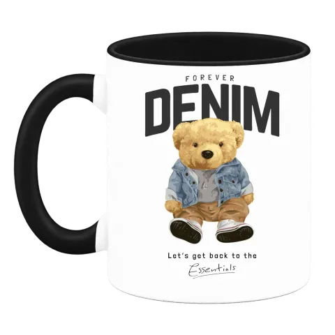 Мече DENIM върху Чаша — Черна