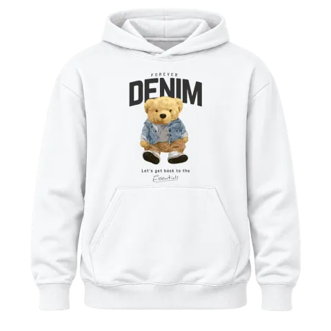 Мече DENIM върху Худи — Бяло