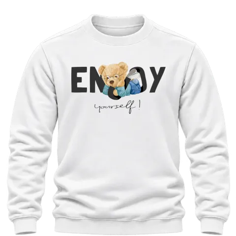 Мече Enjoy Yourself върху Блуза — Бяло