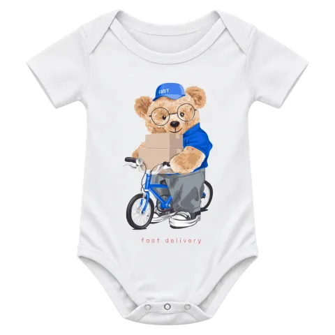 Мече fast delivery върху Боди — Бяло