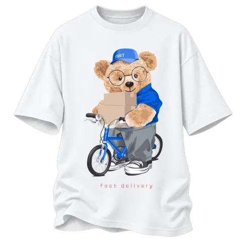 Мече fast delivery върху Овърсайз — Бяло