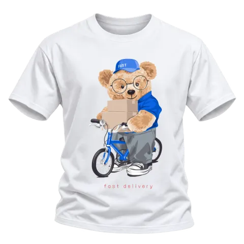 Мече fast delivery върху Тениска — Бяло