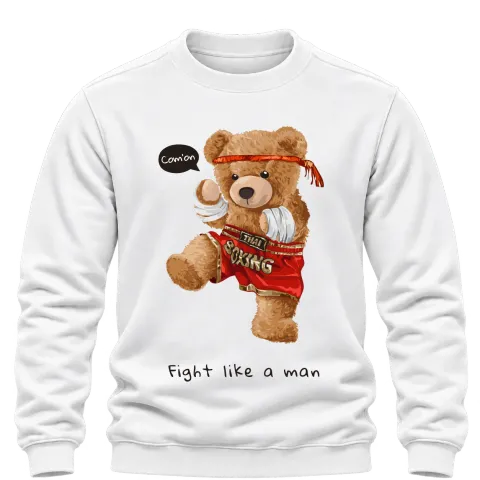 Мече Fight like a man върху Блуза — Бяло