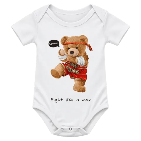Мече Fight like a man върху Боди — Бяло