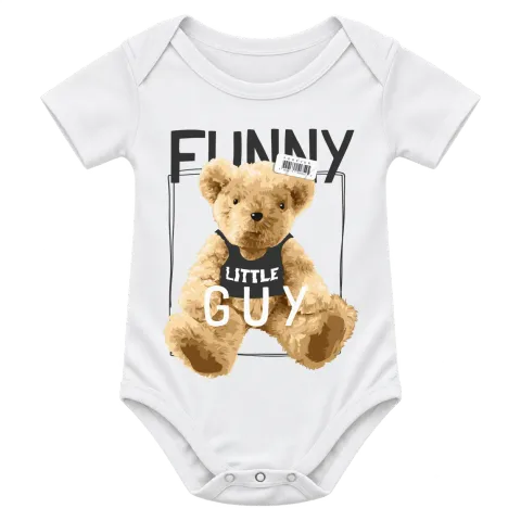 Мече Funny Little Guy върху Боди — Бяло