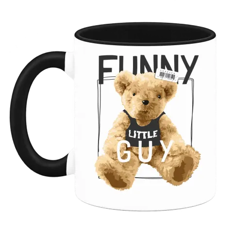 Мече Funny Little Guy върху Чаша — Черна