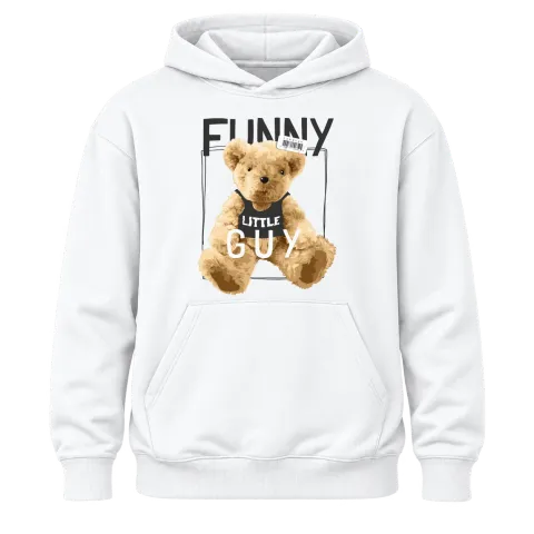 Мече Funny Little Guy върху Худи — Бяло
