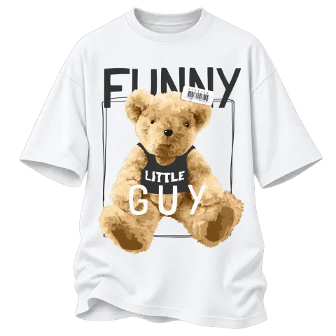 Мече Funny Little Guy върху Овърсайз — Бяло