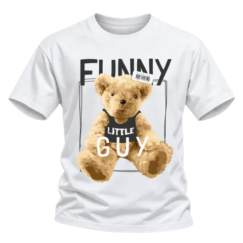 Мече Funny Little Guy върху Тениска — Бяло