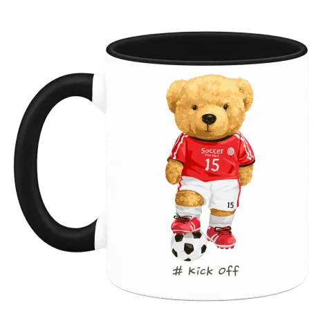 Мече футболист #kcik off върху Чаша — Черна