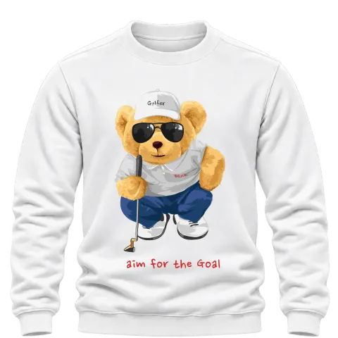Мече голфър Aim for the goal върху Блуза — Бяло