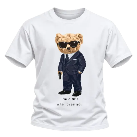 Мече I'm a SPY върху Тениска — Бяло